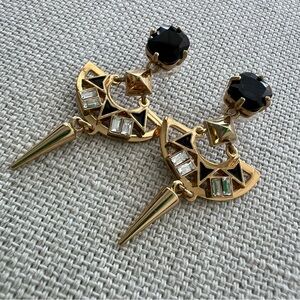 NADRI • Art Deco Gold and Black Drop Earrings